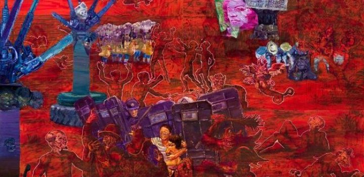Tela de Thiago Martins de Melo na exposição Necrobrasiliana, em cartaz no Recife